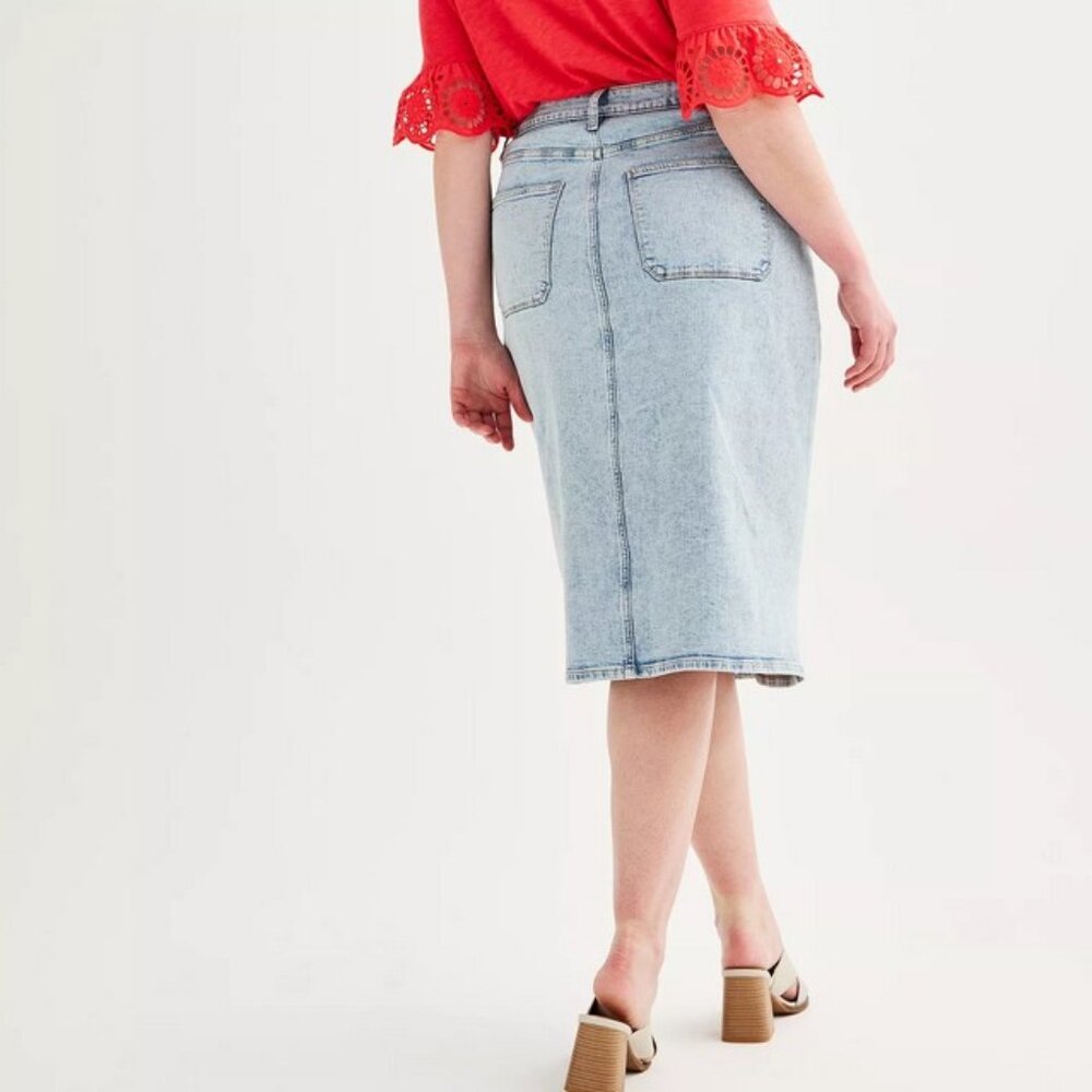 Sonoma Button Fly Midi Denim Jean Skirt 22W - Picture 5 of 11